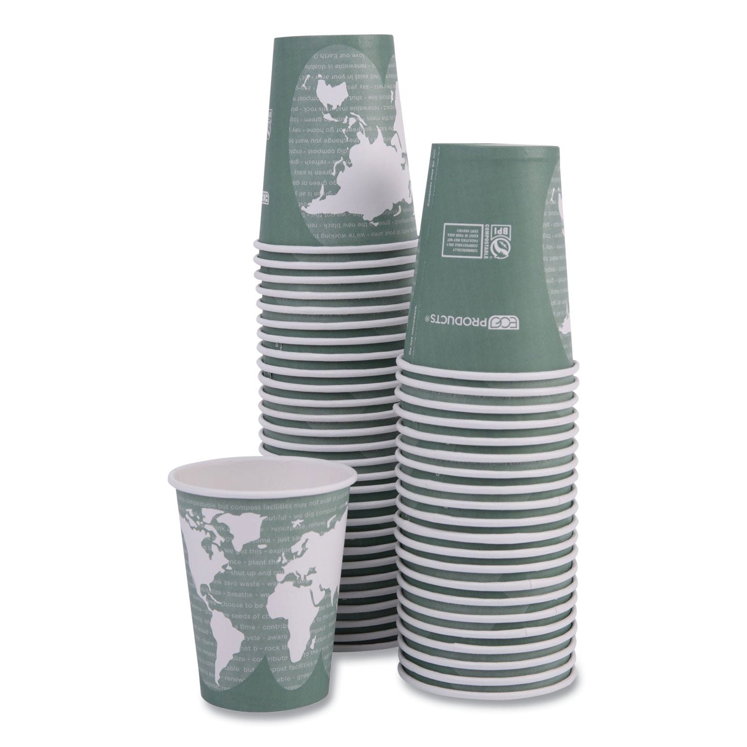 World Art Renewable and Compostable Hot Cups, 12 oz, 50/Pack, 20 Packs/Carton