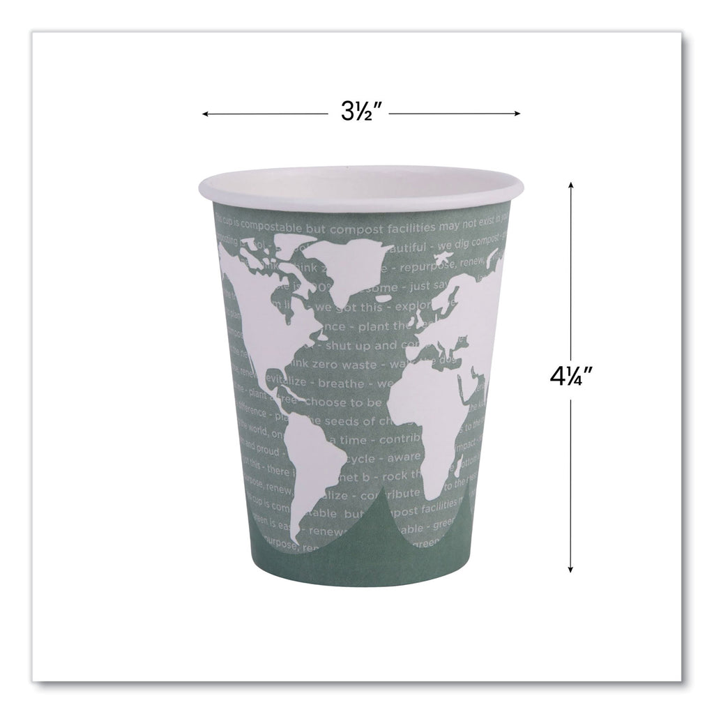 World Art Renewable and Compostable Hot Cups, 12 oz, Gray, 50/Pack