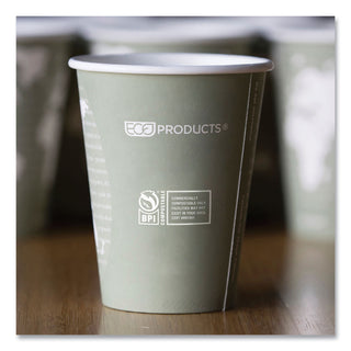 World Art Renewable and Compostable Hot Cups, 12 oz, Gray, 50/Pack