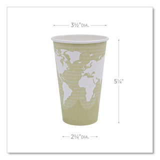 World Art Renewable and Compostable Hot Cups, 16 oz, 50/Pack, 20 Packs/Carton