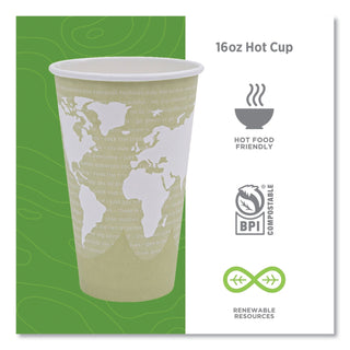 World Art Renewable and Compostable Hot Cups, 16 oz, 50/Pack, 20 Packs/Carton
