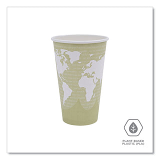 World Art Renewable and Compostable Hot Cups, 16 oz, Moss, 50/Pack