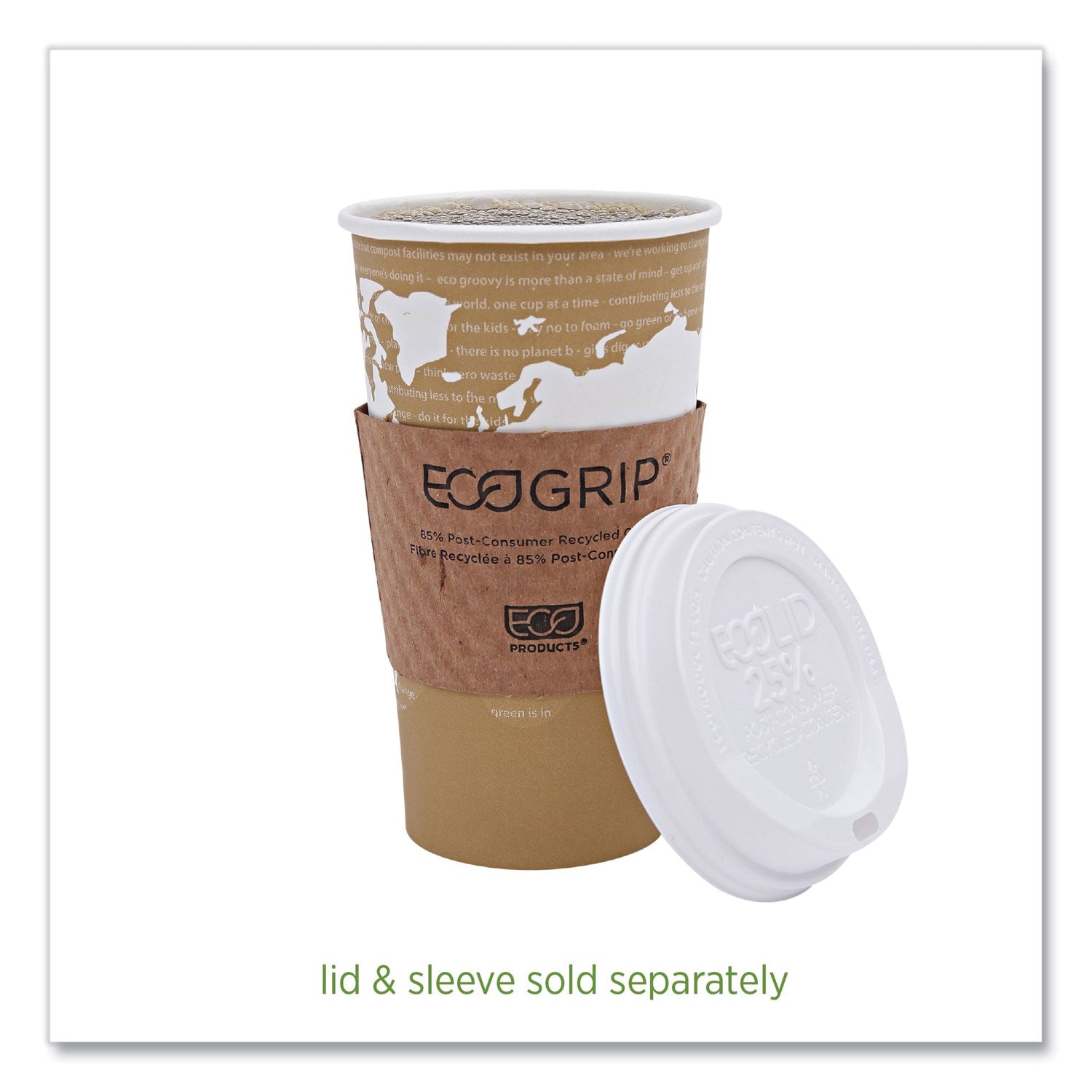 World Art Renewable and Compostable Hot Cups, 20 oz, 50/Pack, 20 Packs/Carton