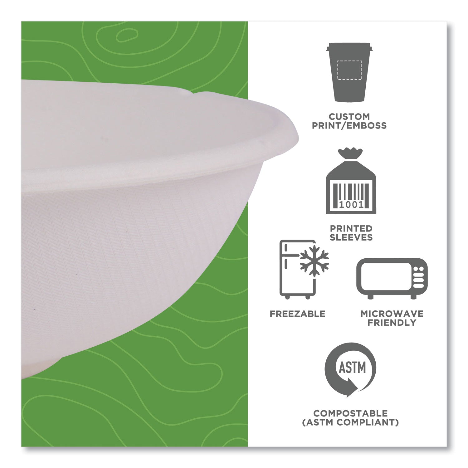 Renewable Sugarcane Bowls, 24 oz, Natural White, 50/Pack, 8 Packs/Carton - 