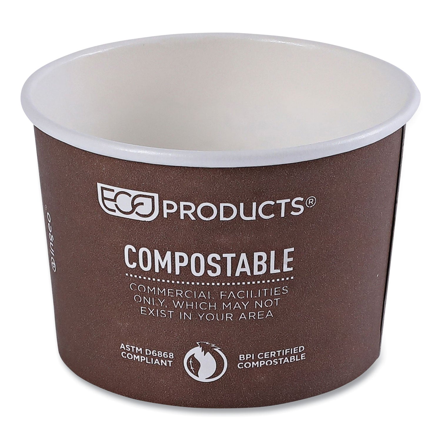 World Art Renewable and Compostable Food Container, 8 oz, 3.04 Diameter x 2.3 h, Brown, Paper, 50/Pack, 20 Packs/Carton - 