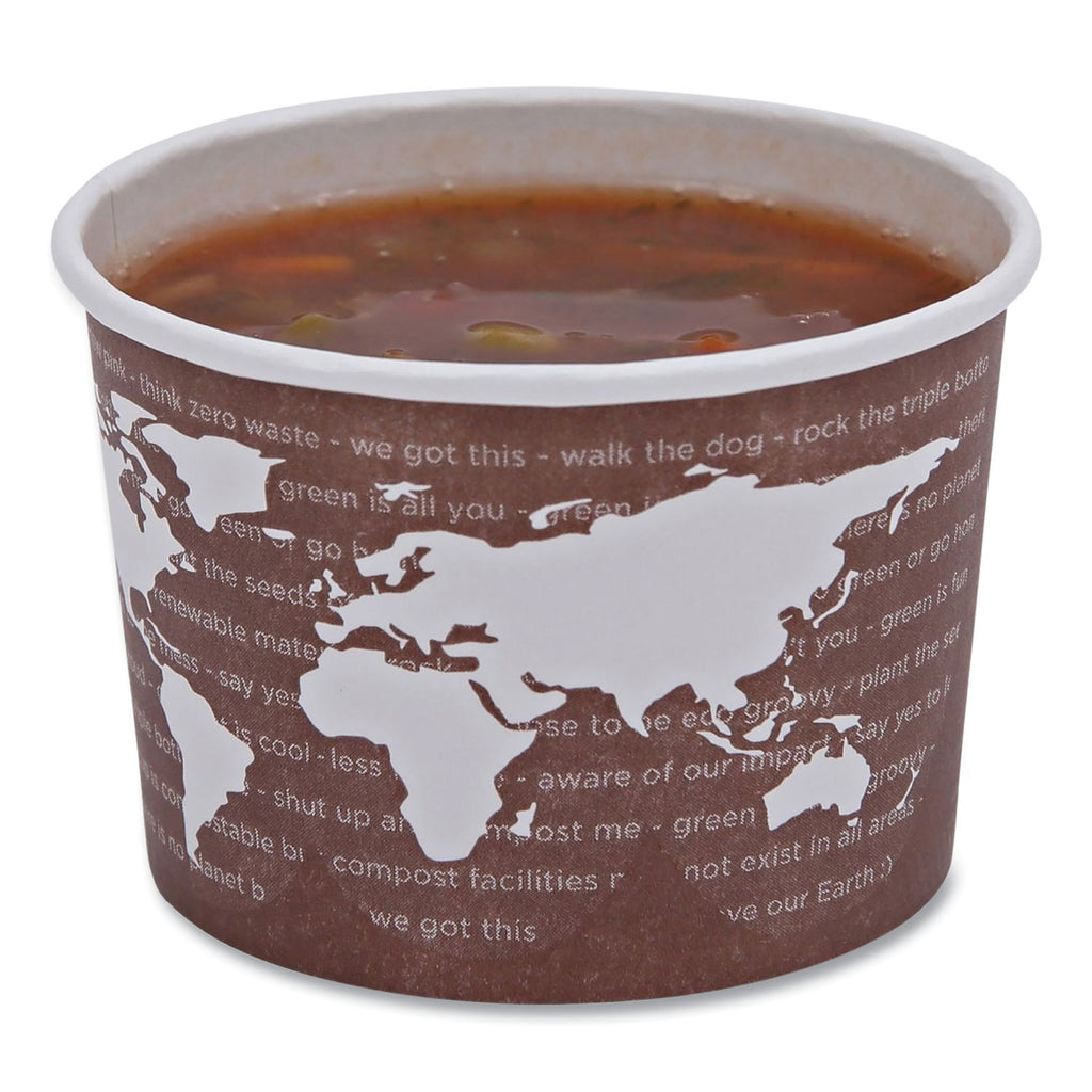 World Art Renewable and Compostable Food Container, 8 oz, 3.04 Diameter x 2.3 h, Brown, Paper, 50/Pack, 20 Packs/Carton
