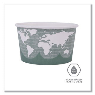 World Art Renewable and Compostable Food Container, 12 oz, 4.05 Diameter x 2.5 h, Green, Paper, 25/Pack, 20 Packs/Carton