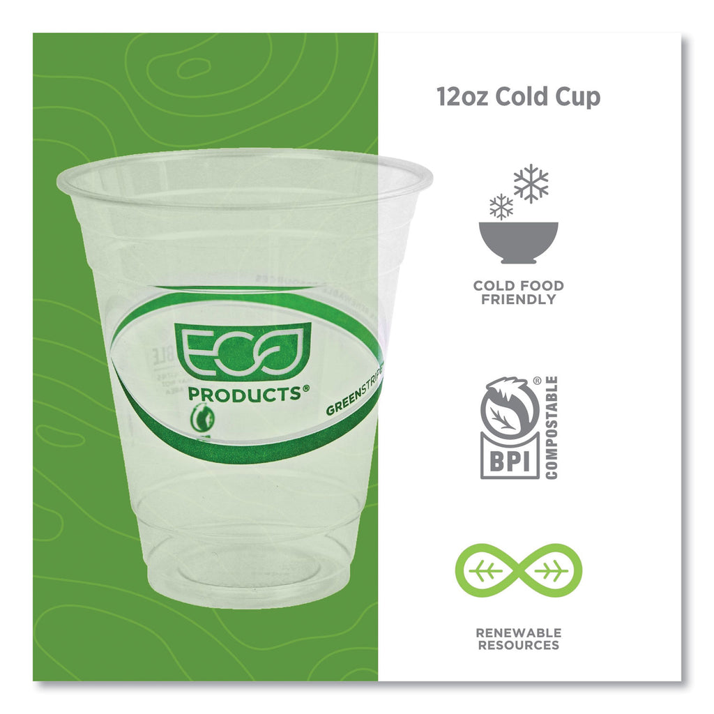GreenStripe Renewable and Compostable Cold Cups, 12 oz, Clear, 50/Pack, 20 Packs/Carton