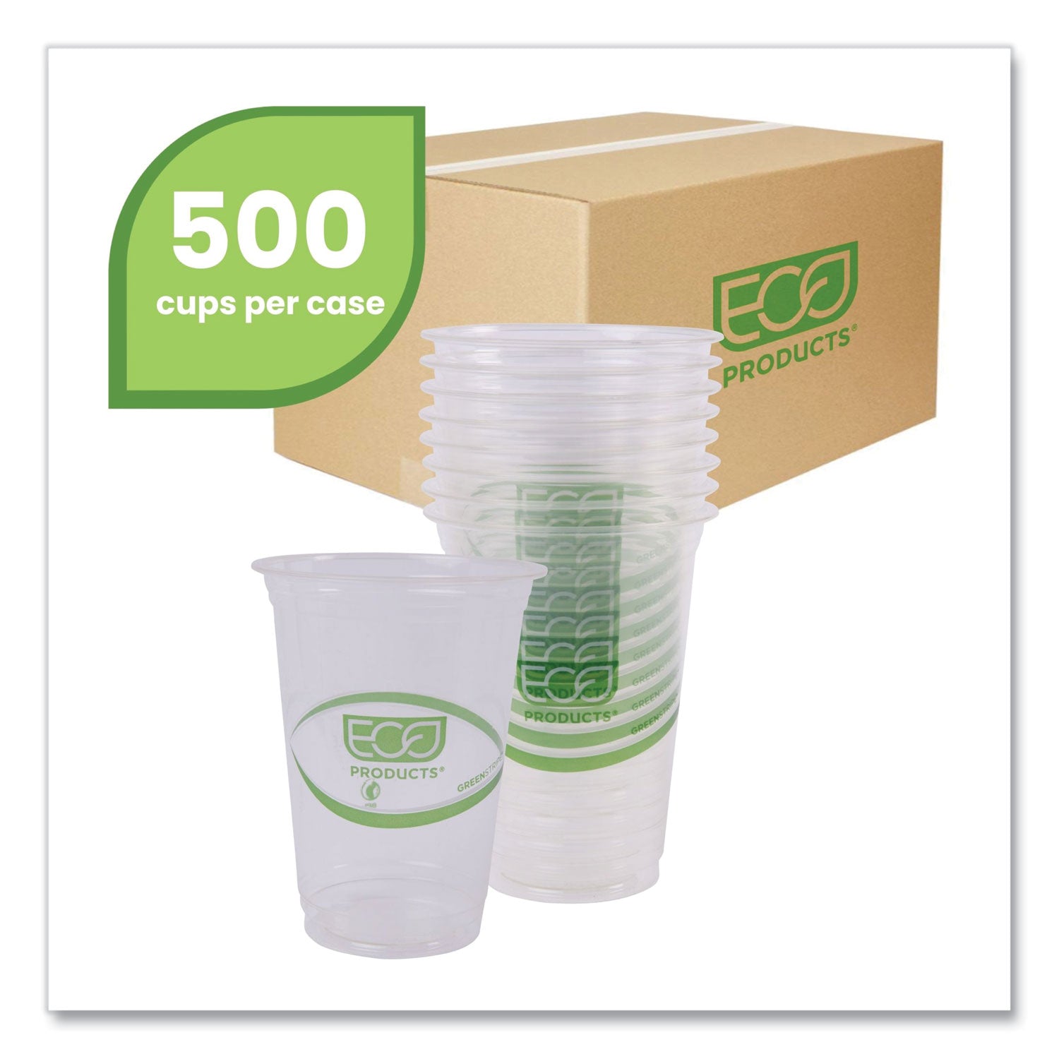 GreenStripe Cold Drink Cups, 16oz, Clear, 1000/Carton
