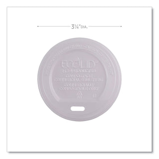 EcoLid Renewable/Compostable Hot Cup Lids, PLA, Fits 8 oz Hot Cups, 50/Packs, 16 Packs/Carton