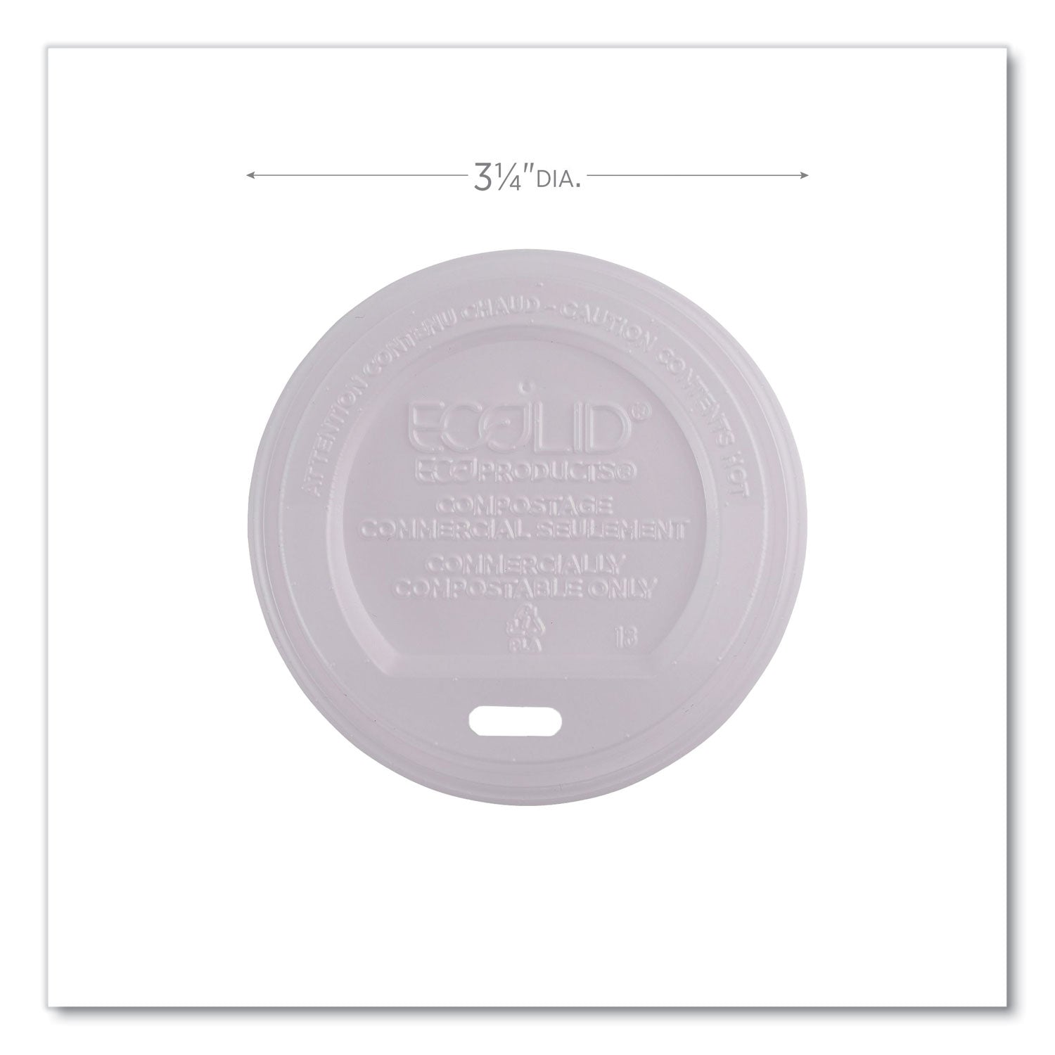 EcoLid Renewable/Compostable Hot Cup Lids, PLA, Fits 8 oz Hot Cups, 50/Packs, 16 Packs/Carton
