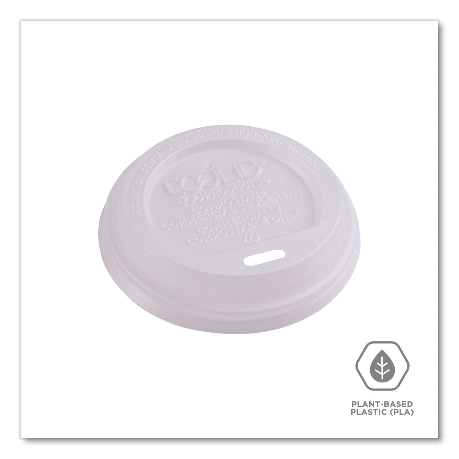 EcoLid Renewable/Compostable Hot Cup Lids, PLA, Fits 8 oz Hot Cups, 50/Packs, 16 Packs/Carton