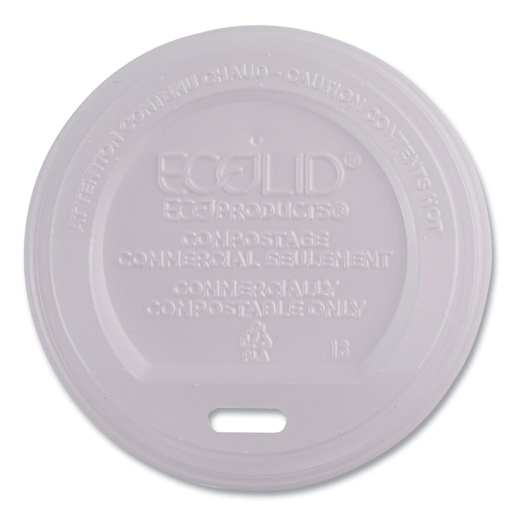 EcoLid Renewable/Compostable Hot Cup Lids, PLA, Fits 8 oz Hot Cups, 50/Packs, 16 Packs/Carton