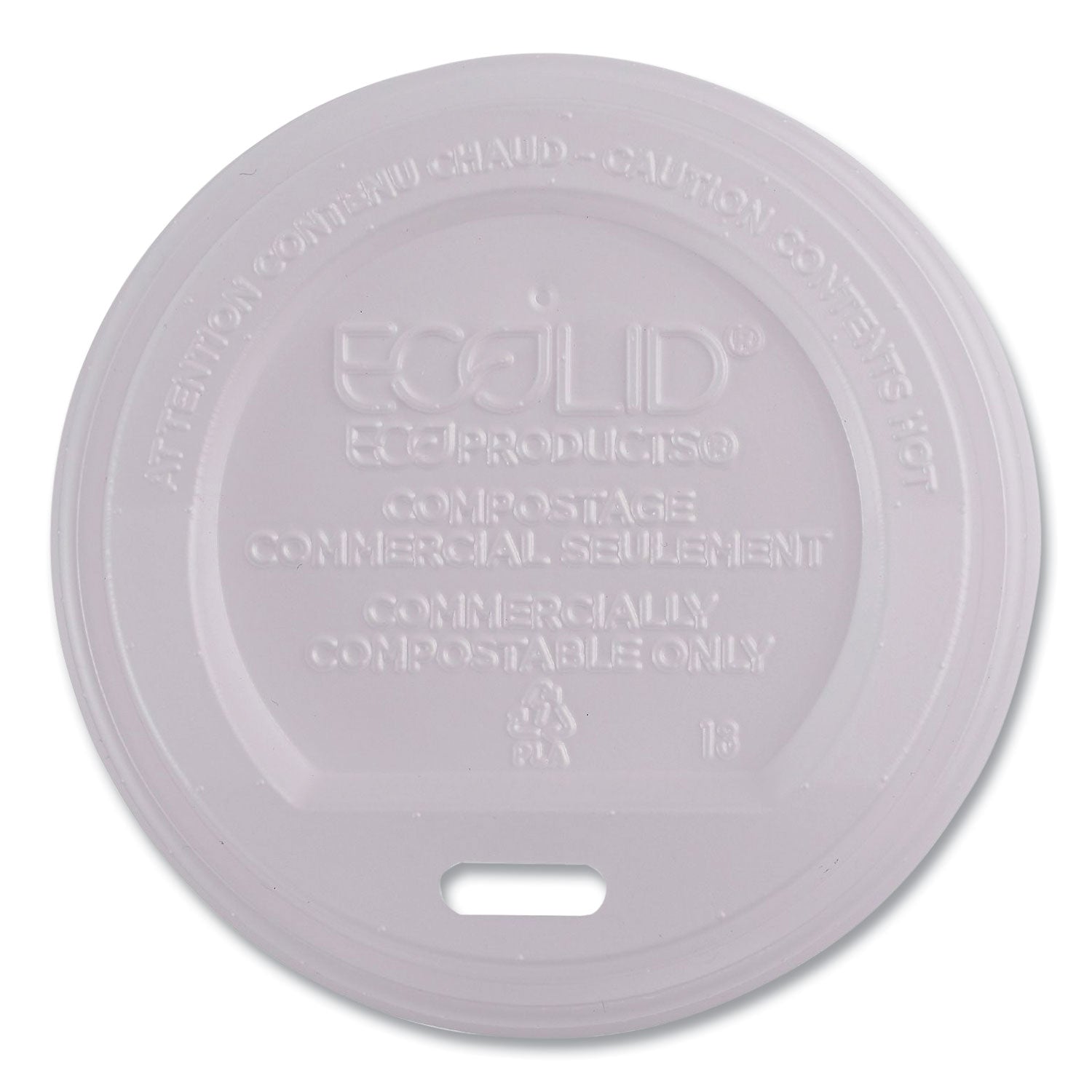 EcoLid Renewable/Compostable Hot Cup Lids, PLA, Fits 8 oz Hot Cups, 50/Packs, 16 Packs/Carton