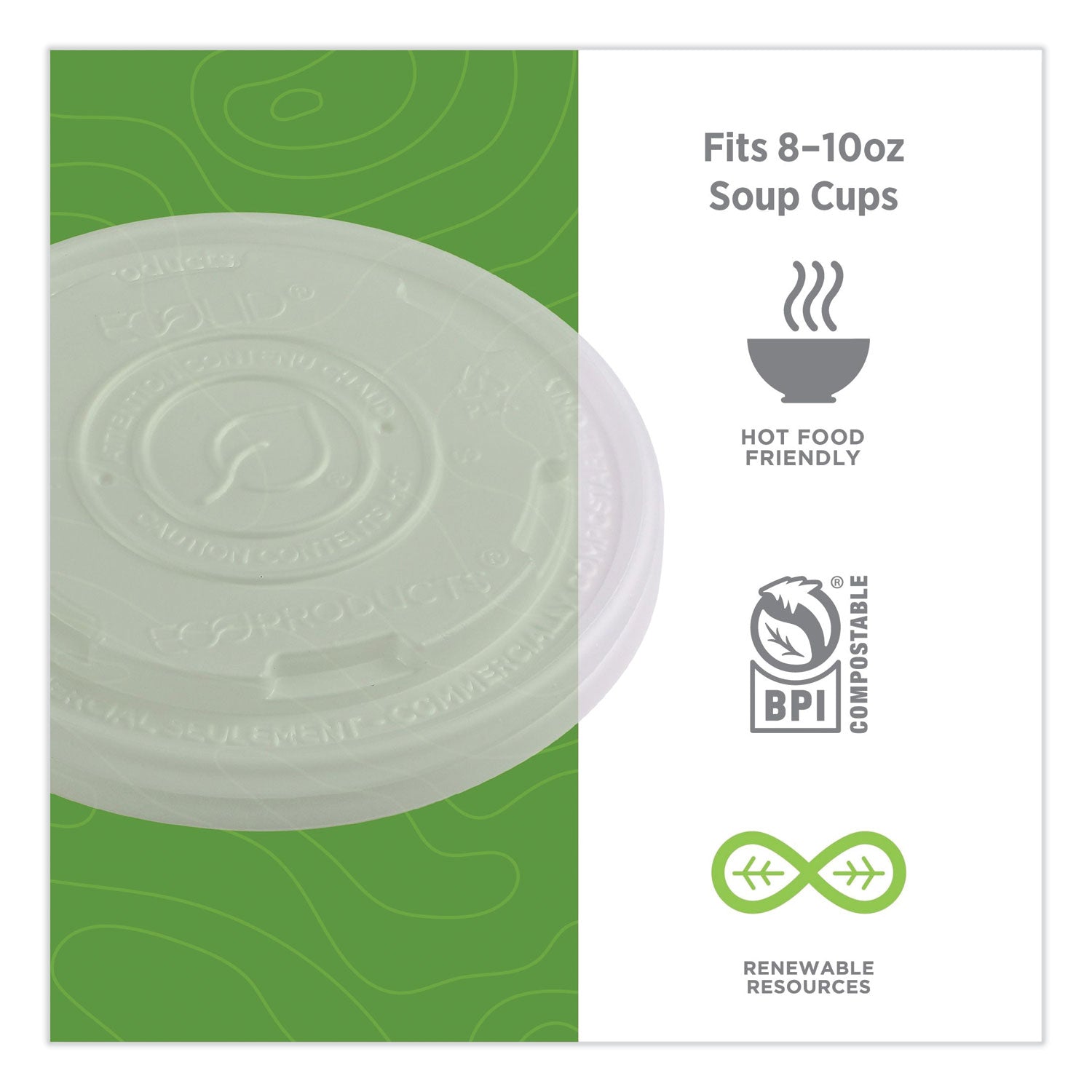 World Art PLA-Laminated Soup Container Lids, Fits 8 oz Sizes, Translucent, Plastic, 50/Pack, 20 Packs/Carton