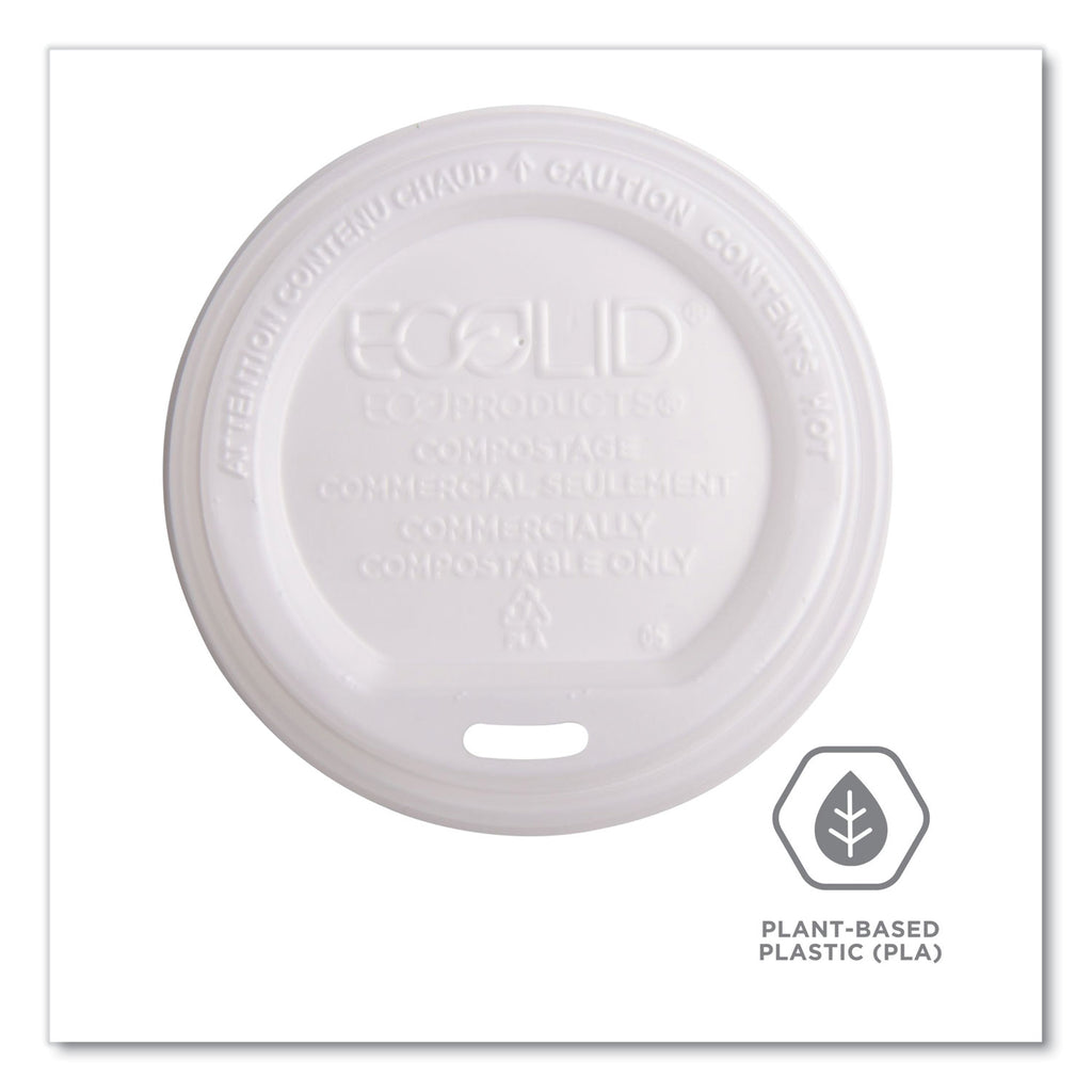 EcoLid Renewable/Compostable Hot Cup Lid, PLA, Fits 10 oz to 20 oz Hot Cups, 50/Pack, 16 Packs/Carton