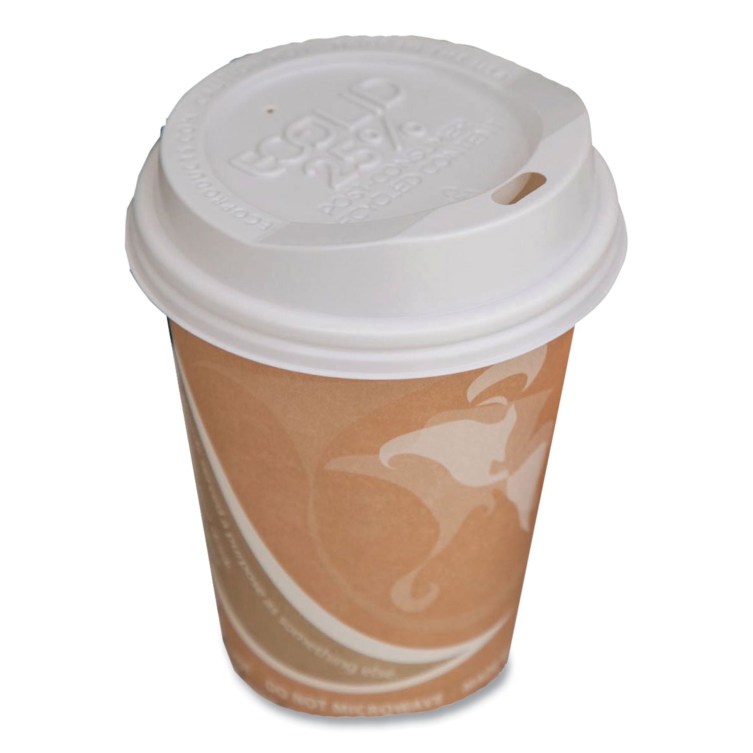EcoLid 25% Recycled Content Hot Cup Lid, White, Fits 8 oz Hot Cups, 100/Pack, 10 Packs/Carton - 