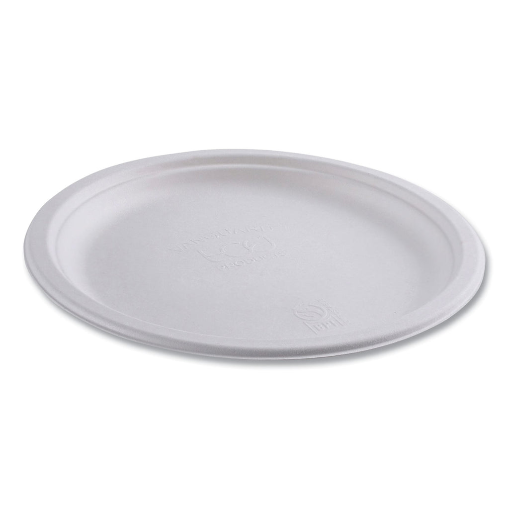 Renewable Sugarcane Plates, 10" dia, Natural White, 500/Carton - 