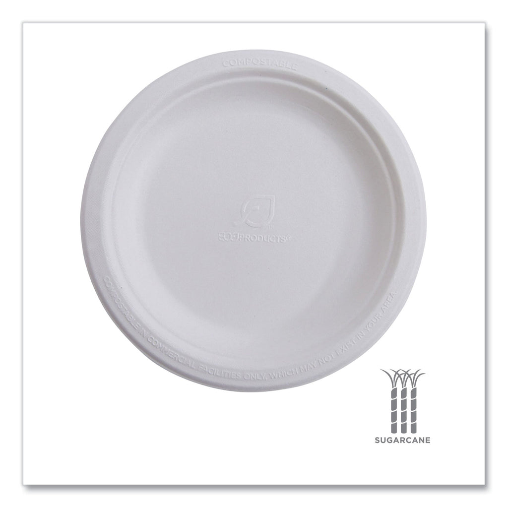 Renewable Sugarcane Plates, 10" dia, Natural White, 500/Carton - 