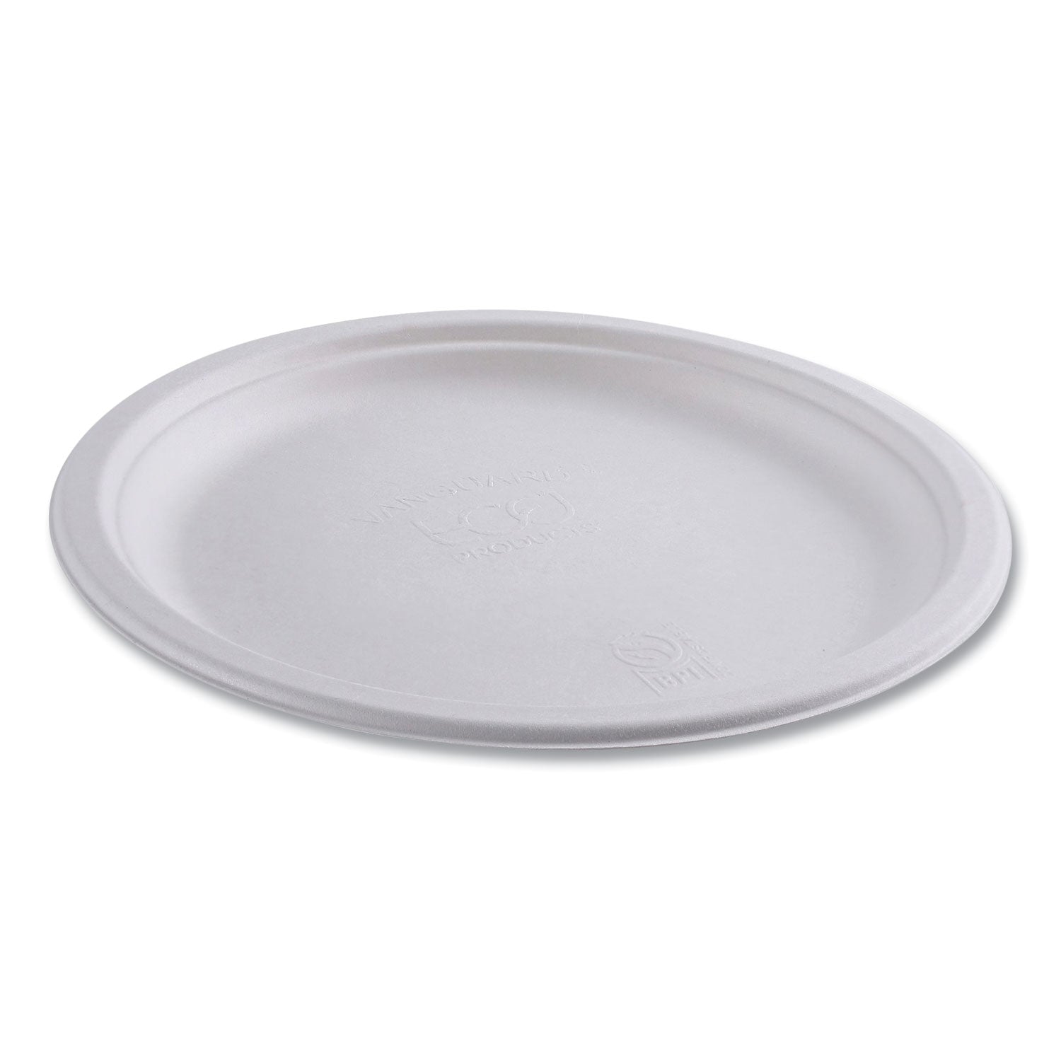 Renewable Sugarcane Dinnerware, Plate, 10" dia, Natural White, 50/Pack - 
