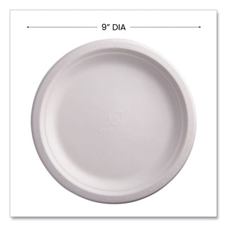 Renewable Sugarcane Plates, 9" dia, Natural White, 500/Carton - 