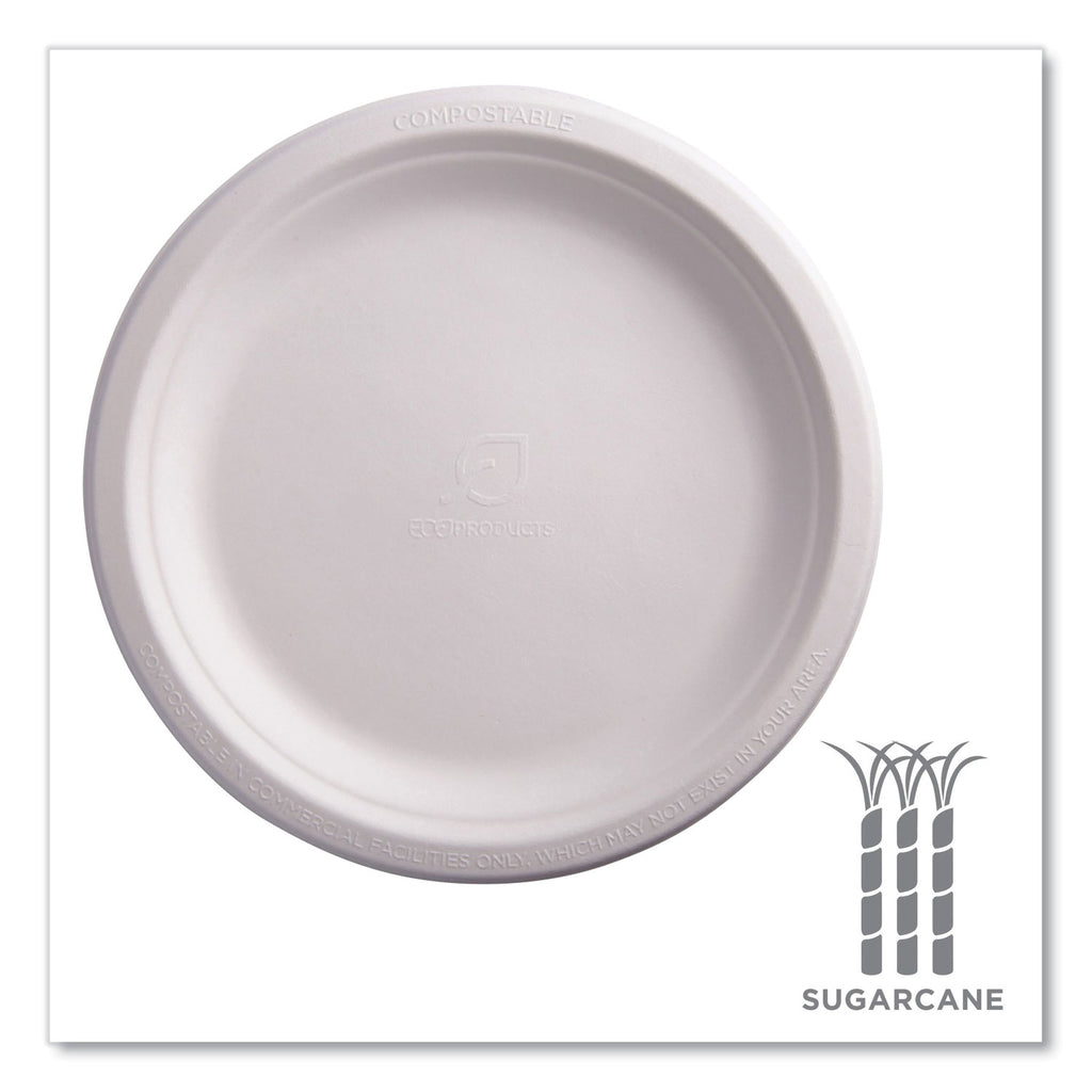 Renewable Sugarcane Plates, 9" dia, Natural White, 500/Carton - 