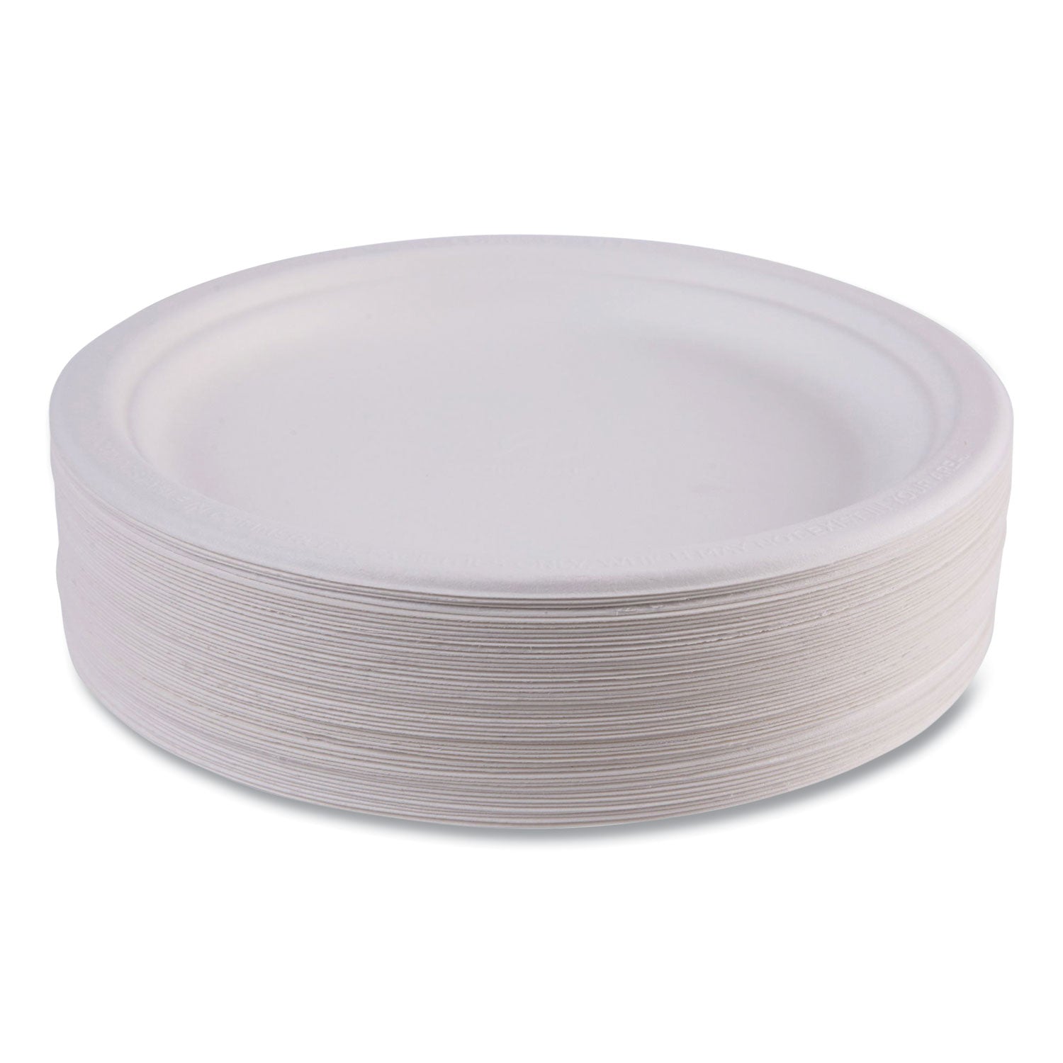 Renewable Sugarcane Plates, 9" dia, Natural White, 500/Carton - 
