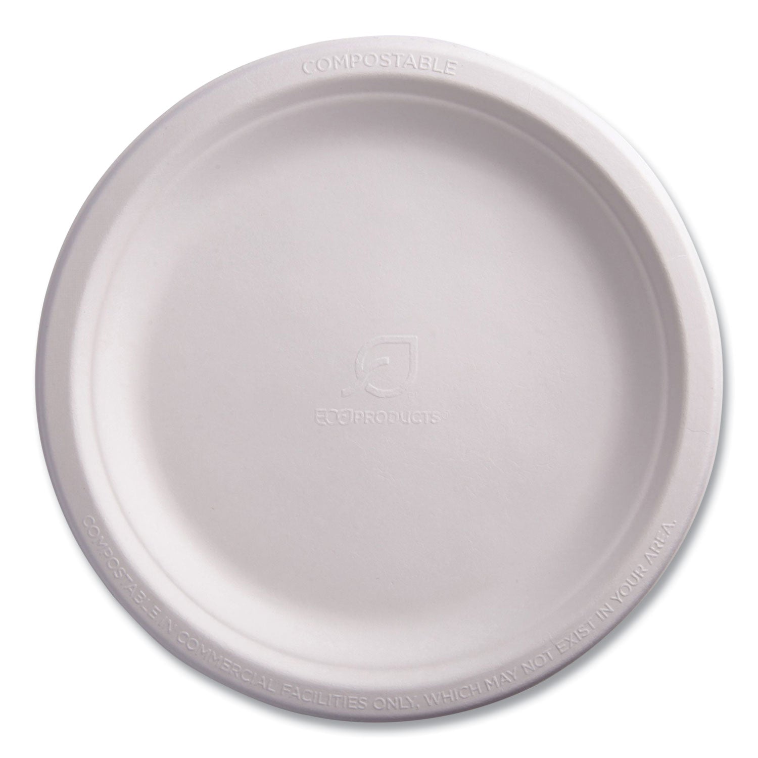 Renewable Sugarcane Plates, 9" dia, Natural White, 50/Packs - 