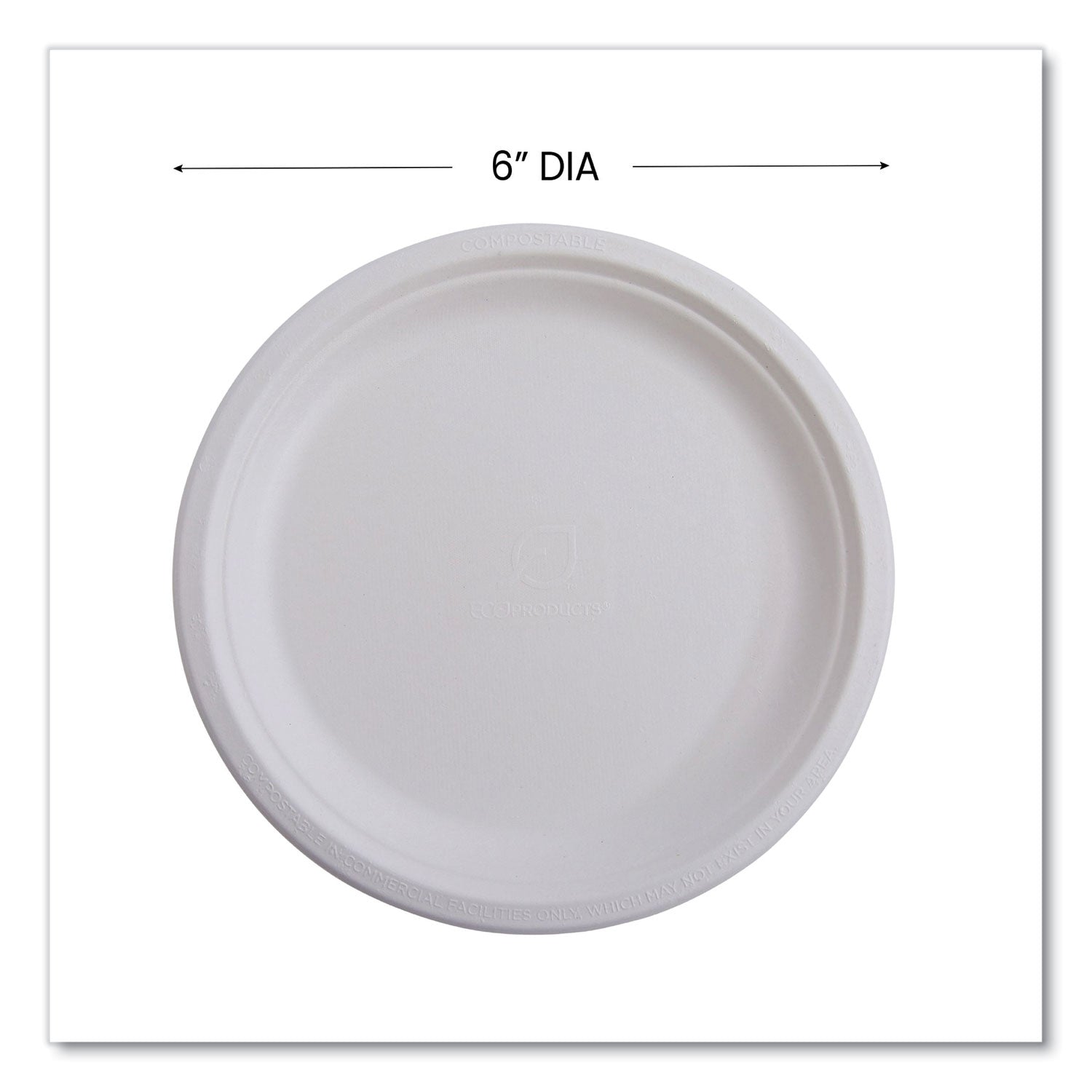 Renewable Sugarcane Plates, 6" dia, Natural White, 1,000/Carton - 