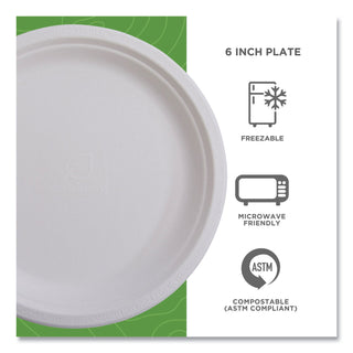 Renewable Sugarcane Plates, 6" dia, Natural White, 1,000/Carton - 