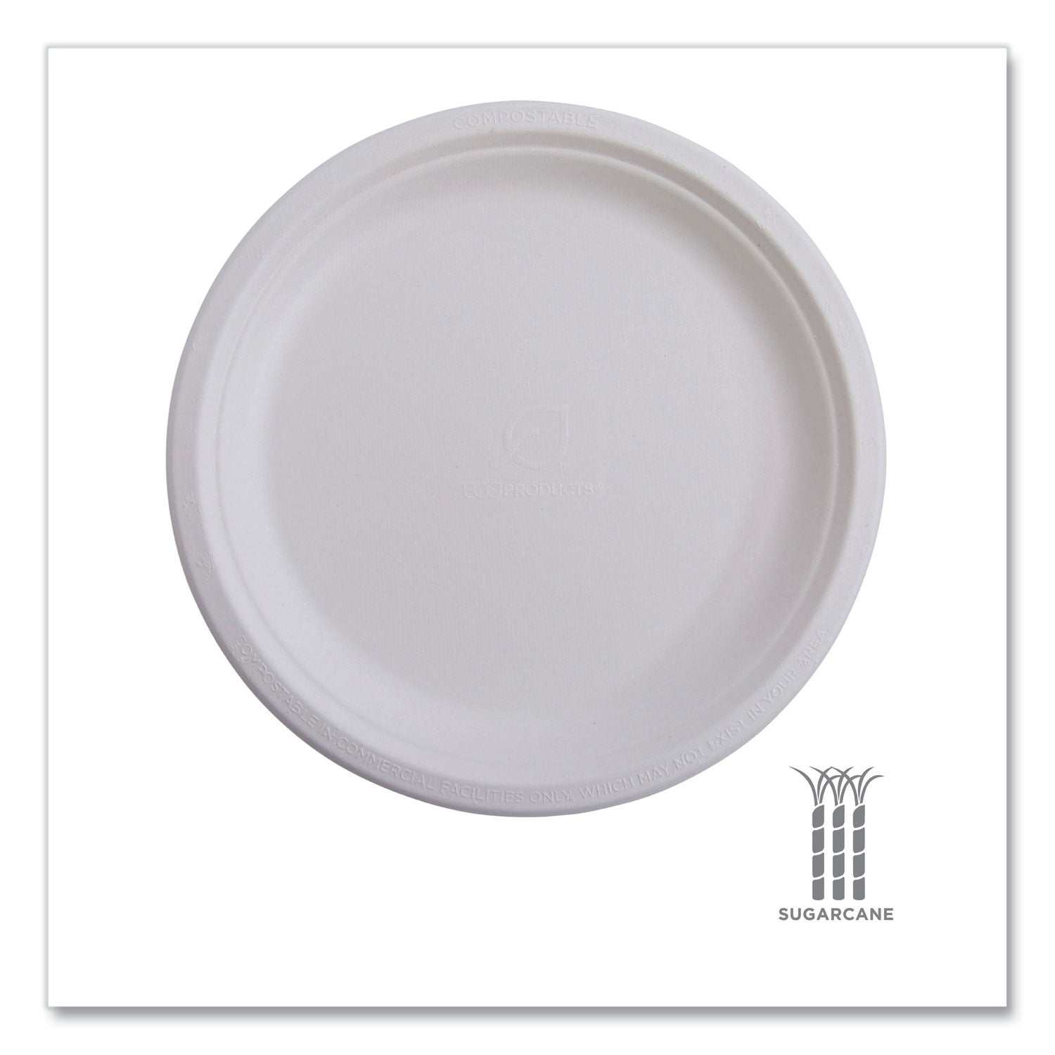 Renewable Sugarcane Plates, 6" dia, Natural White, 1,000/Carton - 
