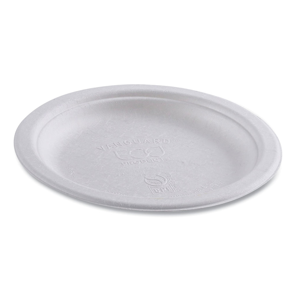 Renewable Sugarcane Plates, 6" dia, Natural White, 1,000/Carton - 