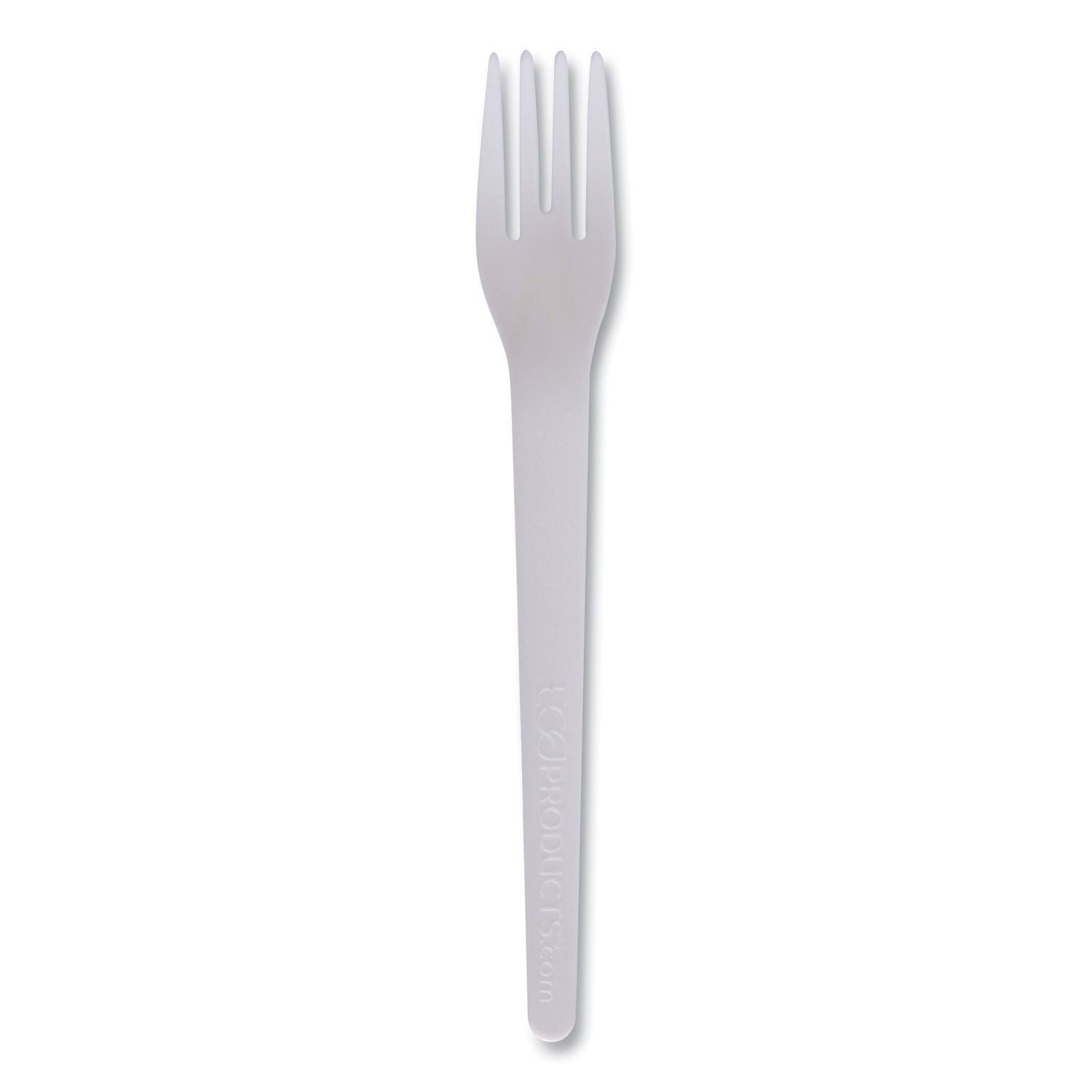 Plantware Compostable Cutlery, Fork, 6", Pearl White, 50/Pack, 20 Pack/Carton - 