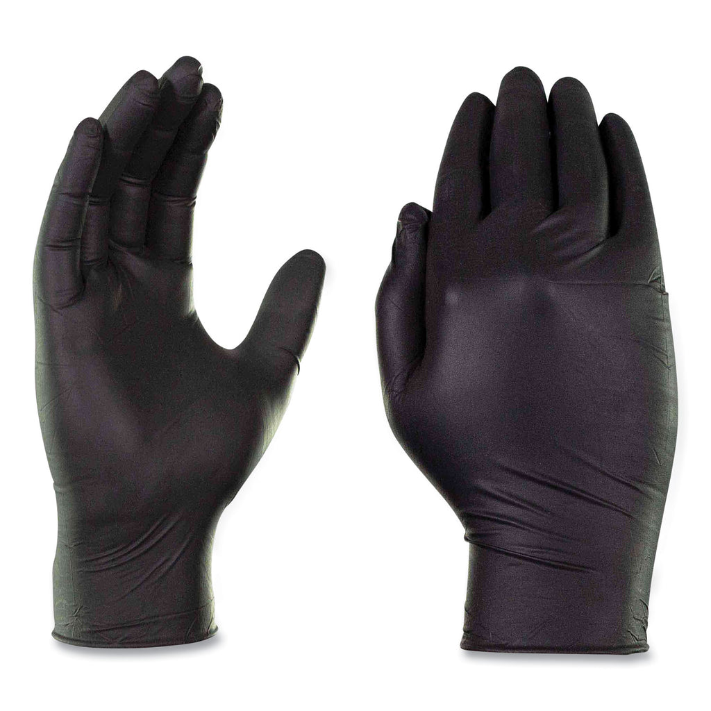 Industrial Nitrile Gloves, Powder-Free, 3 mil, Large, Black, 100/Box, 10 Boxes/Carton