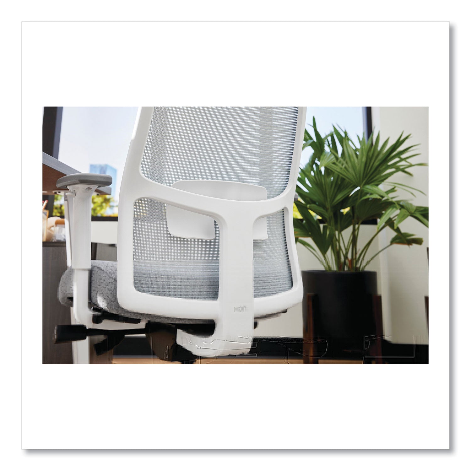 Ignition 2.0 4-Way Stretch Mid-Back Mesh Task Chair, 17" to 21" Seat Height, Basalt Seat, Fog Back, Designer White Base - 7