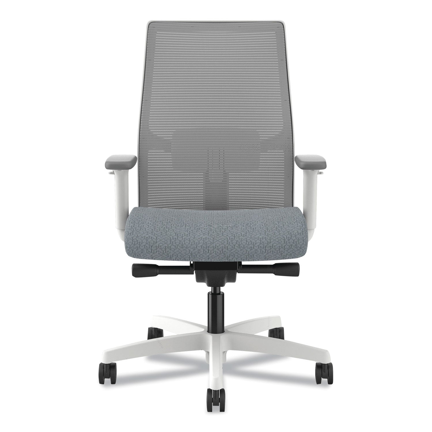 Ignition 2.0 4-Way Stretch Mid-Back Mesh Task Chair, 17" to 21" Seat Height, Basalt Seat, Fog Back, Designer White Base - 1