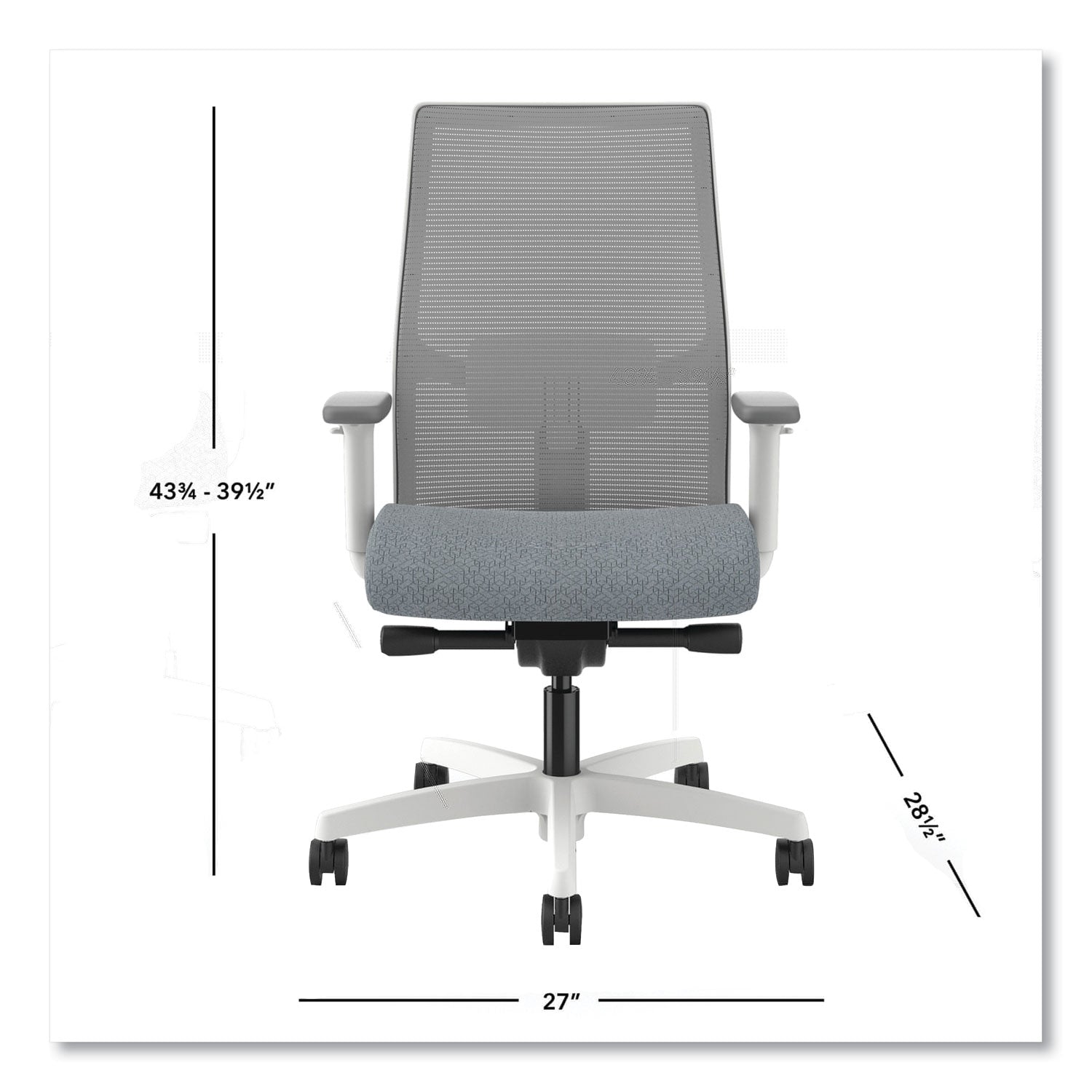 Ignition 2.0 4-Way Stretch Mid-Back Mesh Task Chair, 17" to 21" Seat Height, Basalt Seat, Fog Back, Designer White Base - 2