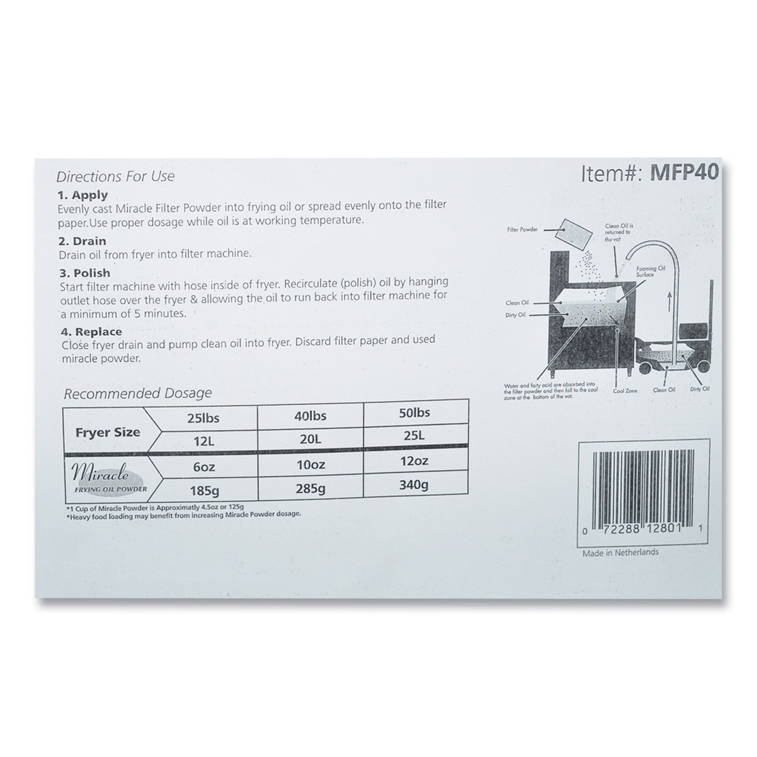 Filter Powder, For Fryer Oil, Loose Powder, 40 lb Box
