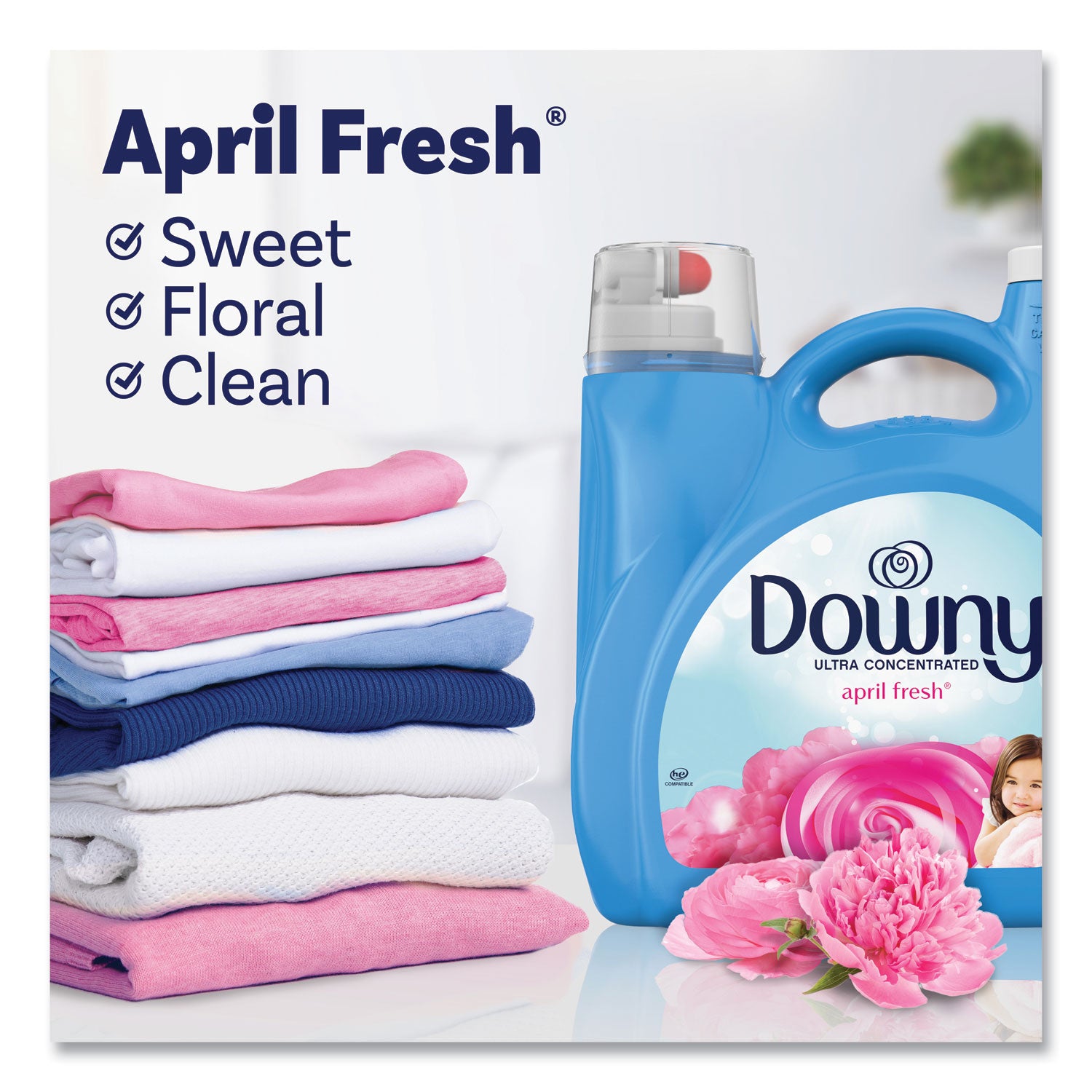 Downy April Fresh Fabric Softener - April Fresh, Floral ScentBottle - 1 Bottle - Pleasant Scent - Blue - 5