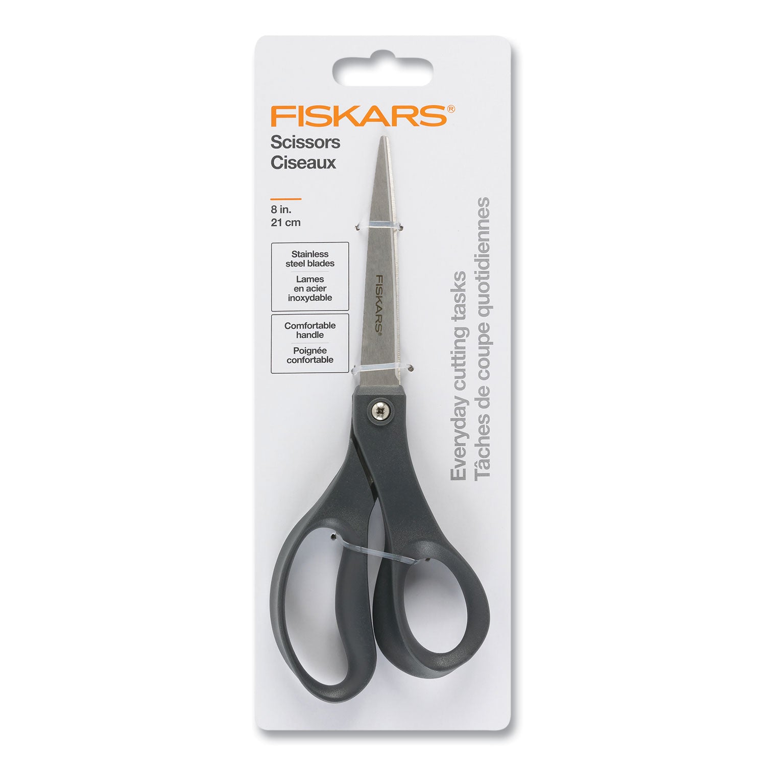 Everyday Scissors, 8" Long, 3.25" Cut Length, Black Straight Handle