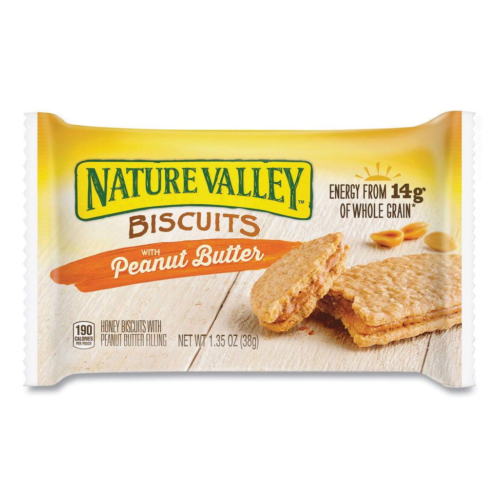 NATURE VALLEY Flavored Biscuits - Peanut Butter, Honey - Box - 1.35 oz - 16 / Box