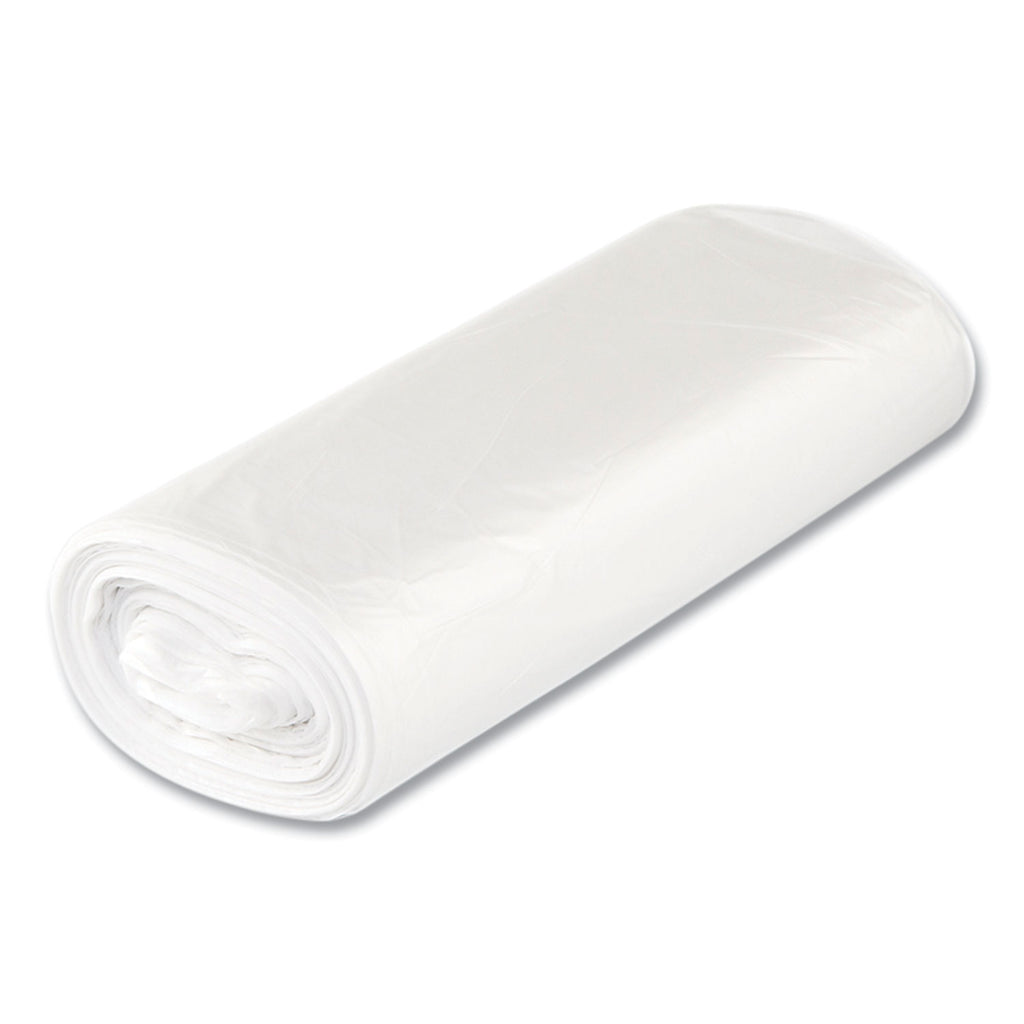 High-Density Commercial Can Liners, 33 gal, 16 mic, 33" x 40", Clear, 25 Bags/Roll, 10 Interleaved Rolls/Carton