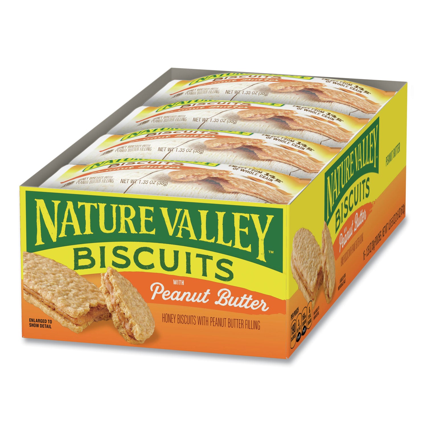 NATURE VALLEY Flavored Biscuits - Peanut Butter, Honey - Box - 1.35 oz - 16 / Box
