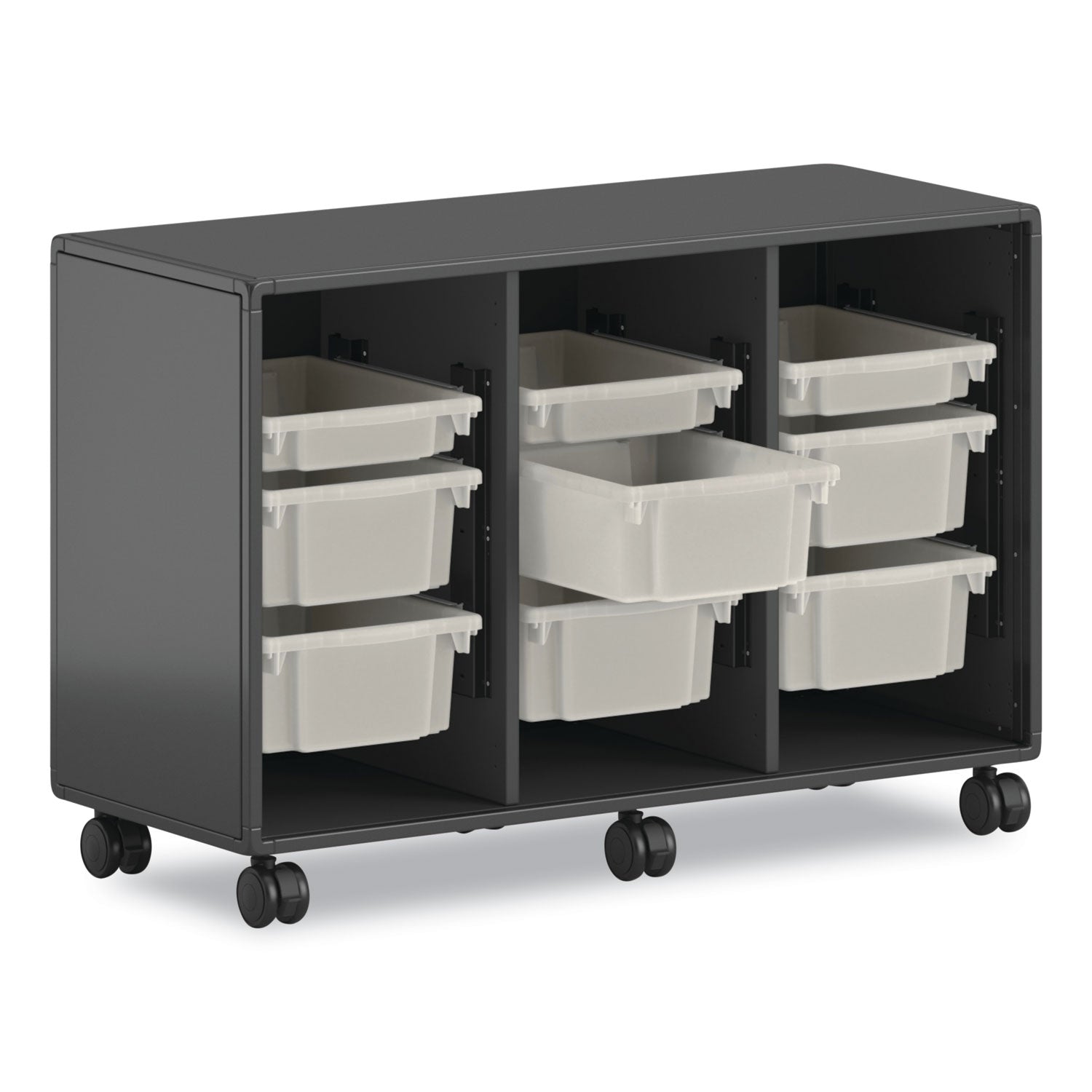 Flagship Storage Bins, 1 Section, 12.75" x 16" x 6", Translucent White