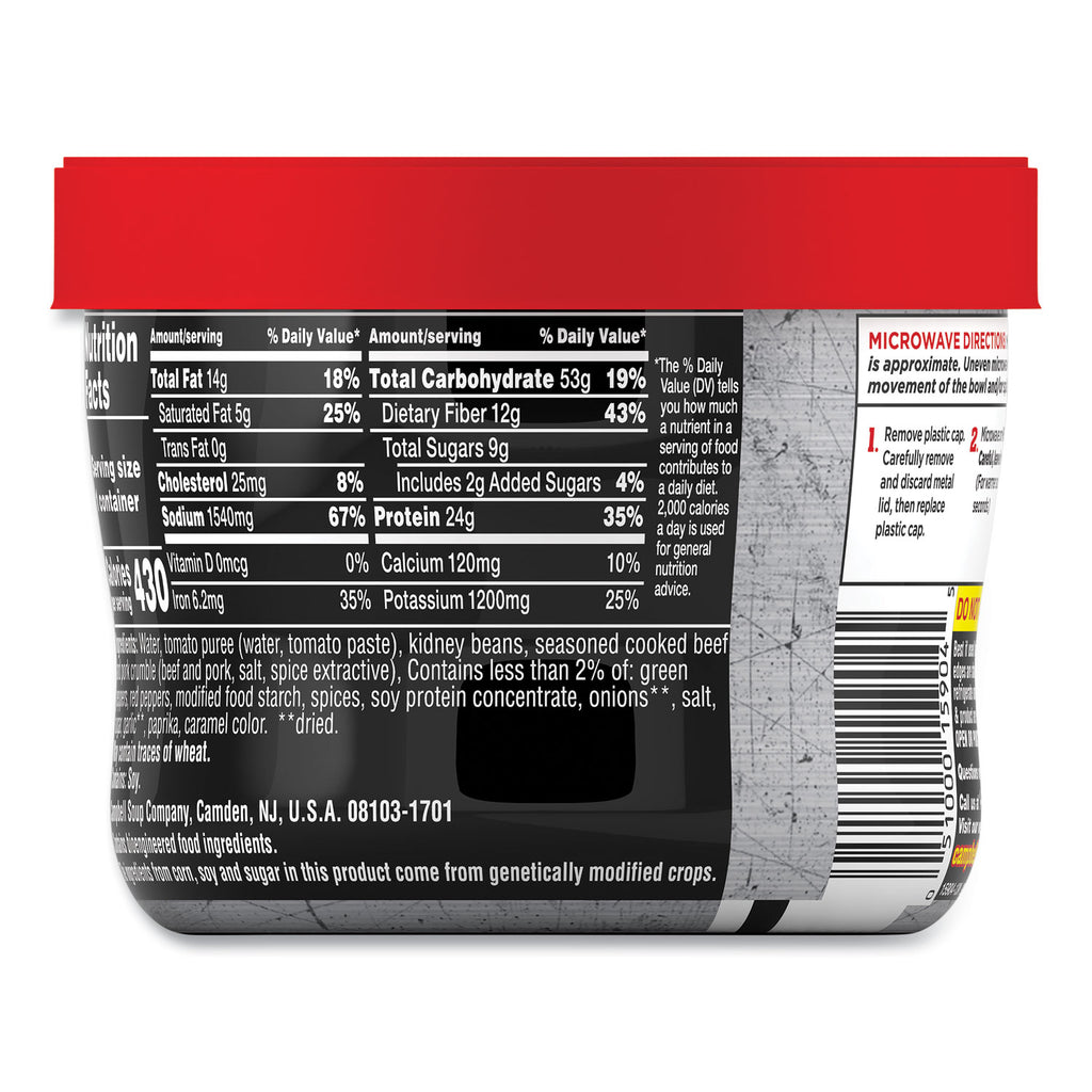 Chunky Chili with Beans, 15.25 oz Bowl, 8/Carton, Ships in 1-3 Business Days