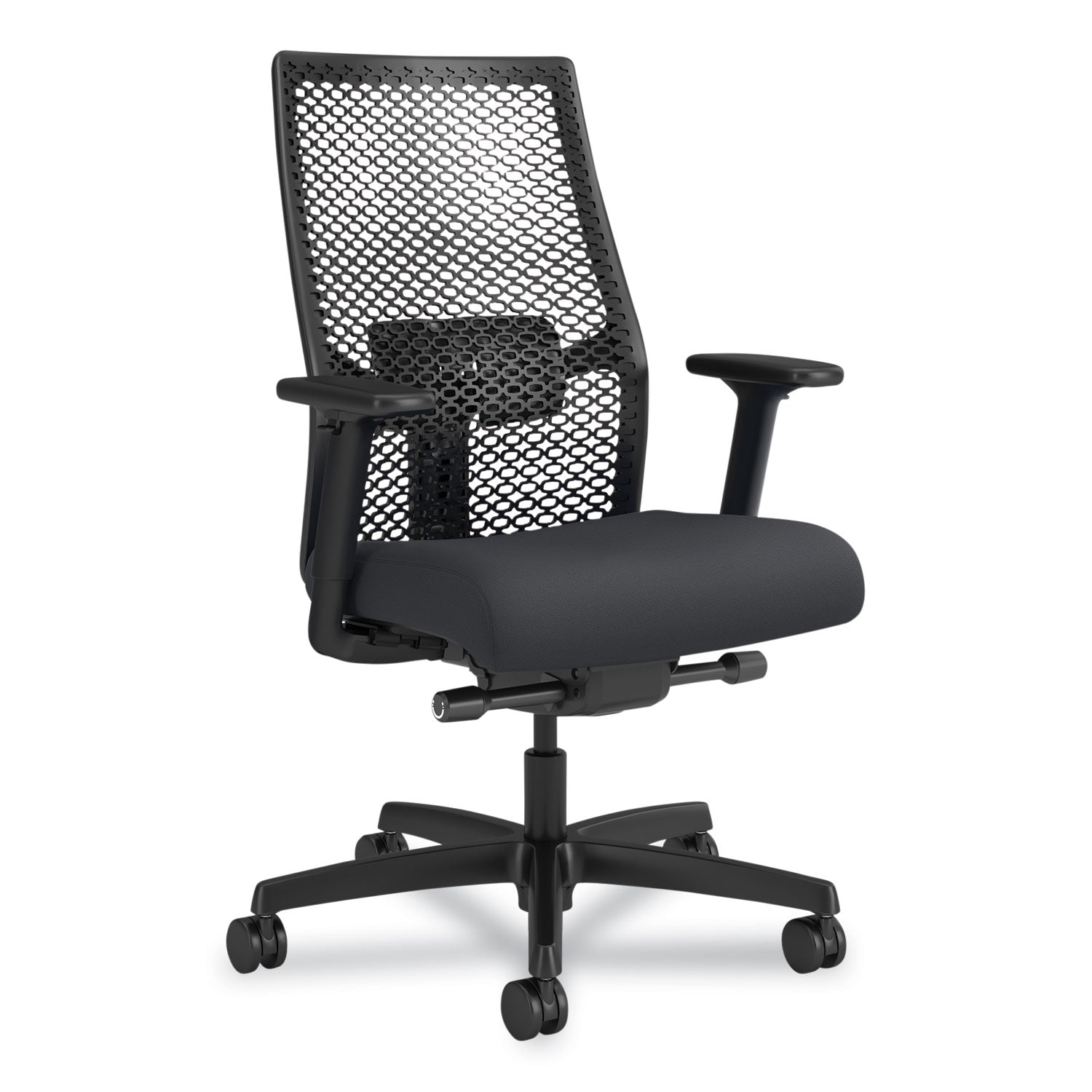 Ignition 2.0 ReActiv Mid-Back Task Chair, 17.25" to 21.75" Seat Height, Basalt Vinyl Seat, Charcoal Back, Black Base - 1