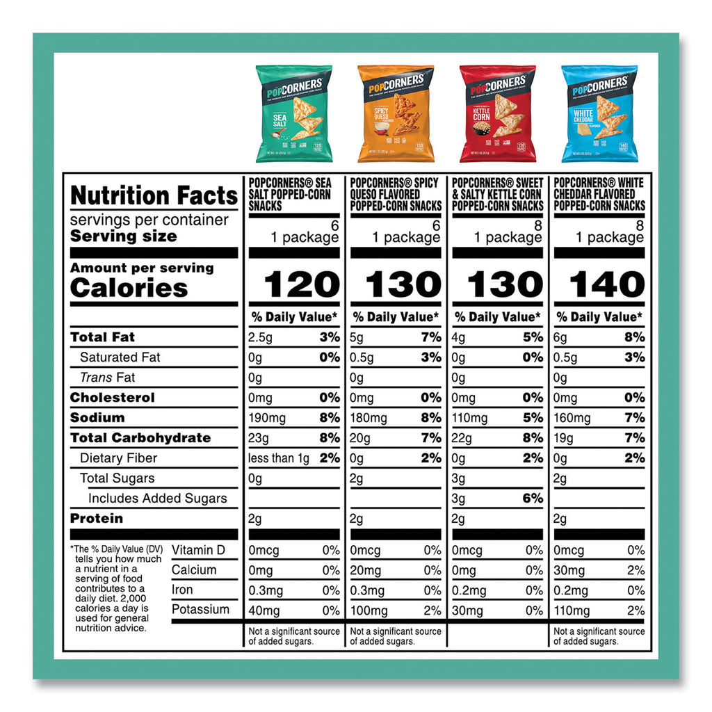 Popped Corn Chips Snacks Variety Pack, Assorted Flavors, 1 oz Bag, 28/Pack, Ships in 1-3 Business Days