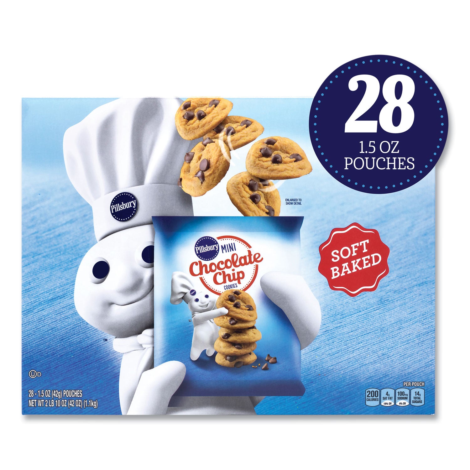 Soft Baked Mini Chocolate Chip Cookies, 1.5 oz Pouch, 28/Pack, Ships in 1-3 Business Days