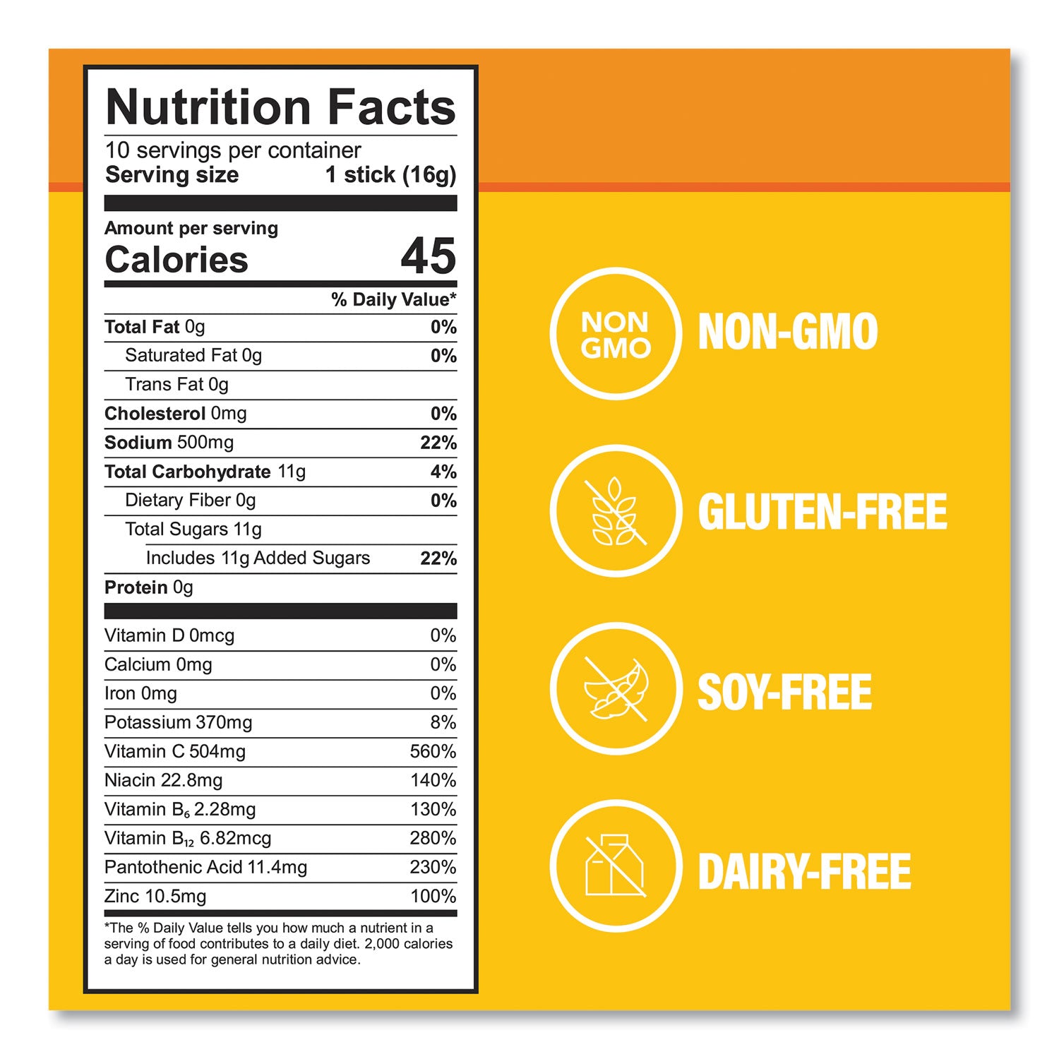 Immune Support, Tangerine, 0.56 oz Packet, 10/Pack, Ships in 1-3 Business Days