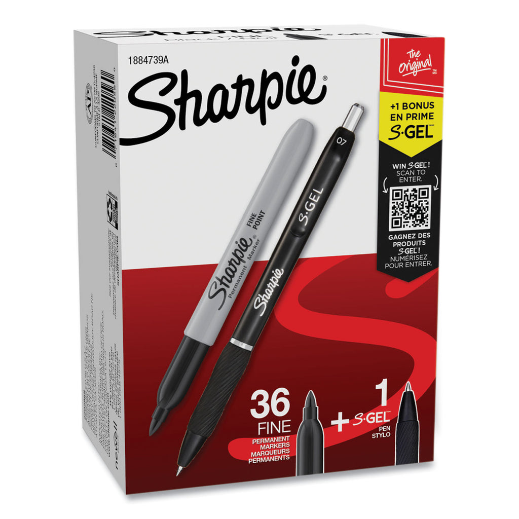 fine-tip-permanent-marker-value-pack-with-1-bonus-s-gel-07-mm-black-ink-pen-fine-bullet-tip-markers-black-ink-36-pack_san1884739a - 1